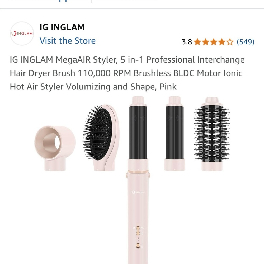 IG INGLAM MegaAIR Styler 5-in-1 Pink